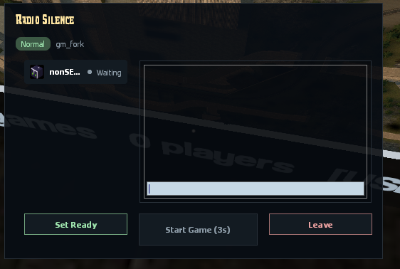 A game lobby with a party ready to start
