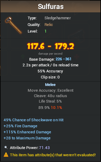 A melee weapon relic